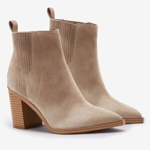 Nine West Beige Suede Ankle Booties